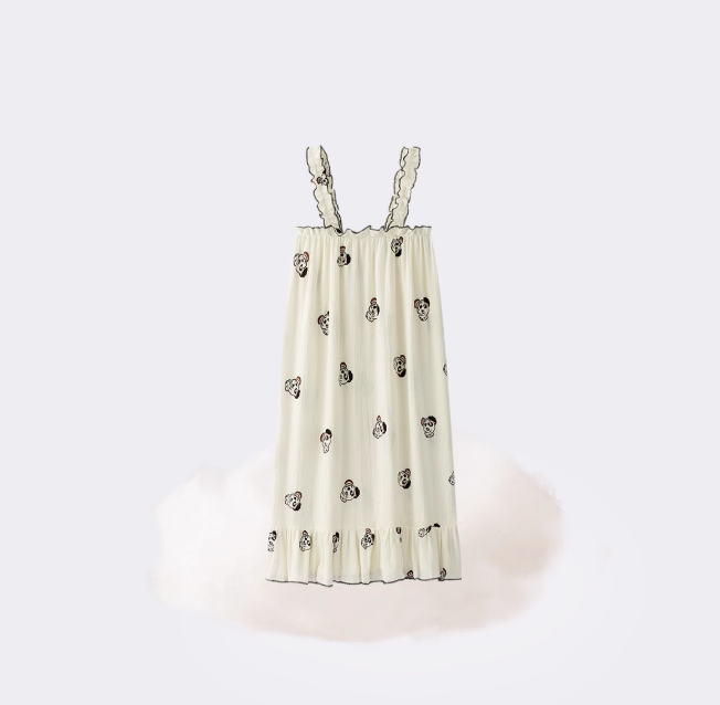Dalmatian Print Cotton Sleep Dress for Women – Cute Sleeveless Nightgown | Summer Loungewear with Adjustable Straps