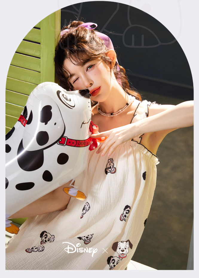 Dalmatian Print Cotton Sleep Dress for Women – Cute Sleeveless Nightgown | Summer Loungewear with Adjustable Straps
