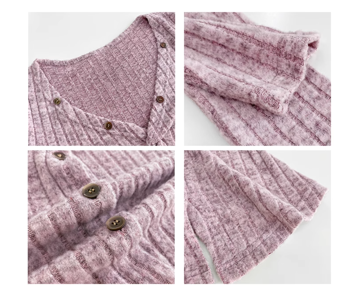 Korean Curve Knit Cardigan – Soft Ribbed Twist Front Single-Breasted Sweater