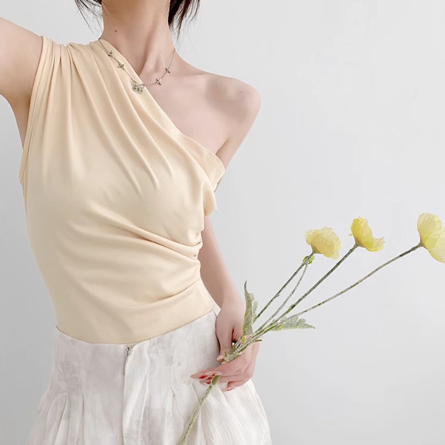 "Sculpted Edge" One-Shoulder Ruched Bodysuit – Sexy Slim-Fit Summer Staple