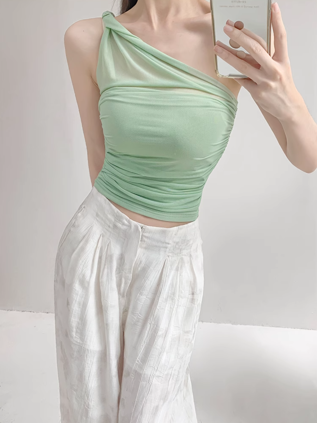 Asymmetrical Mesh Strap Crop Top – Sexy Slim-Fit Buttoned Cami for Summer Looks