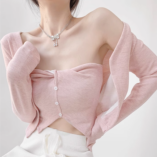Asymmetrical Mesh Strap Crop Top – Sexy Slim-Fit Buttoned Cami for Summer Looks