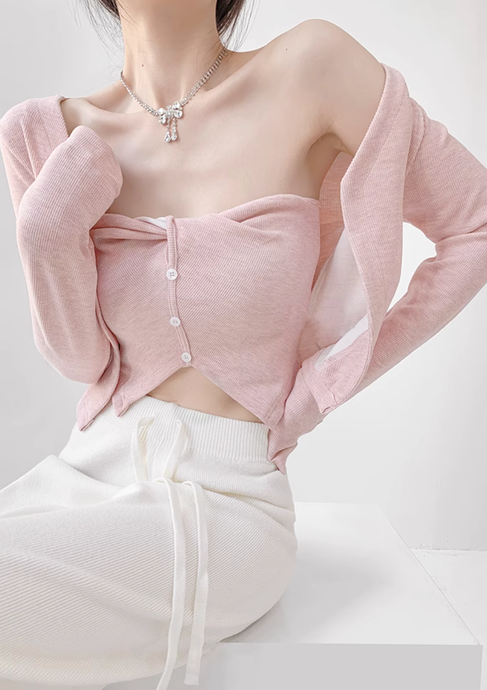 Asymmetrical Mesh Strap Crop Top – Sexy Slim-Fit Buttoned Cami for Summer Looks