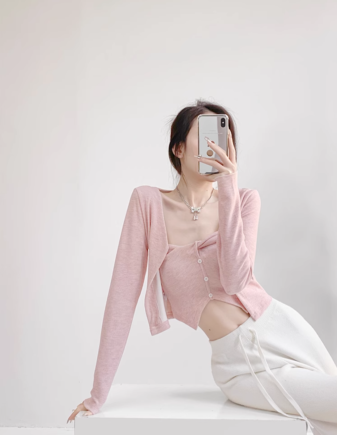 Asymmetrical Mesh Strap Crop Top – Sexy Slim-Fit Buttoned Cami for Summer Looks