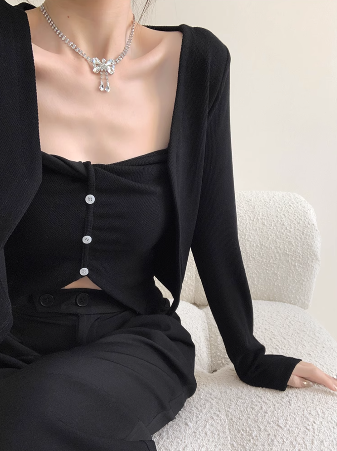 Asymmetrical Mesh Strap Crop Top – Sexy Slim-Fit Buttoned Cami for Summer Looks