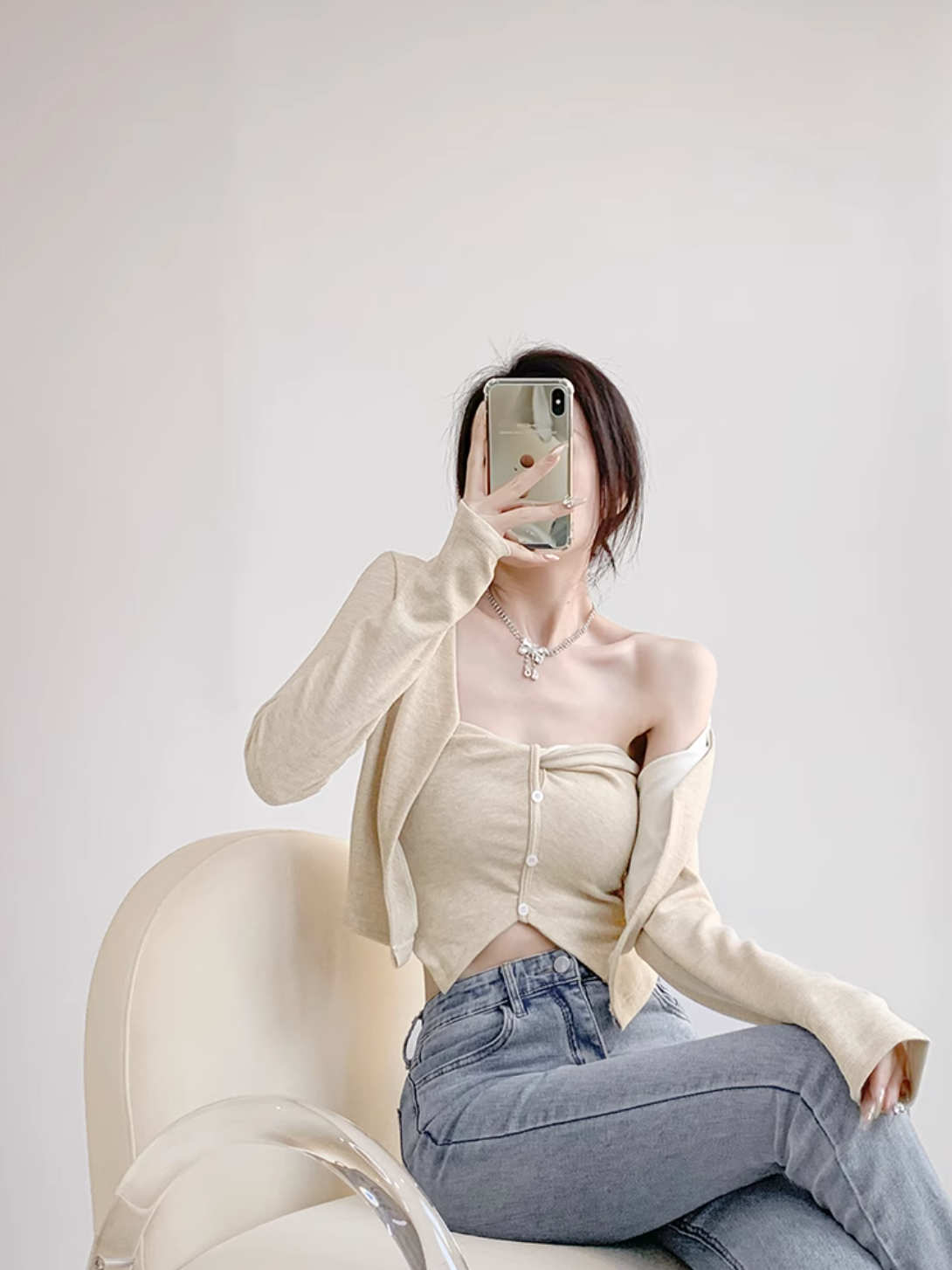 Asymmetrical Mesh Strap Crop Top – Sexy Slim-Fit Buttoned Cami for Summer Looks