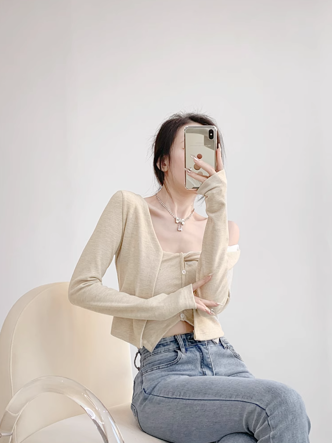 Asymmetrical Mesh Strap Crop Top – Sexy Slim-Fit Buttoned Cami for Summer Looks